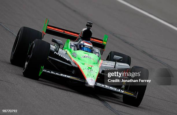 Danica Patrick drives her Go Daddy.com Andretti Autosport Honda Dallara during practice for the Indy Car Series Road Runner Turbo Indy 300 on April...