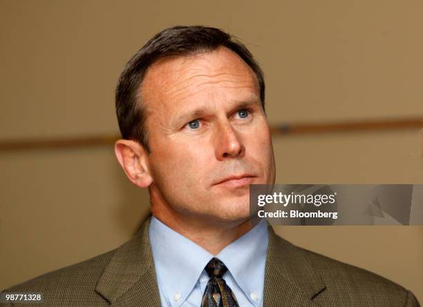 Doug Suttles, chief operating officer of exploration and production for BP America, listens during a news conference on the cleanup and containment...