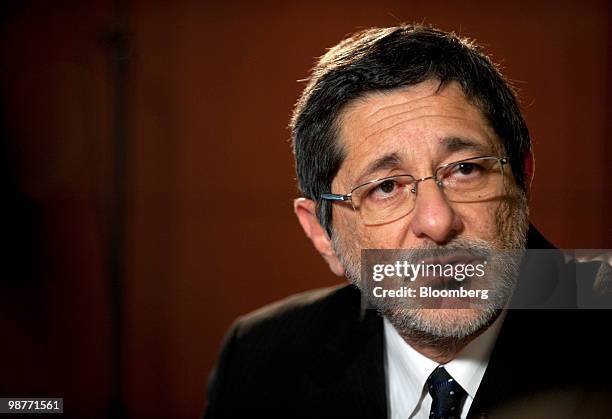 Jose Sergio Gabrielli, chief executive officer of Petroleo Brasileiro SA, speaks during an interview at company headquarters in Sao Paulo, Brazil, on...