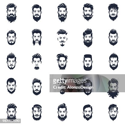 Set Of Men Hairstyle Icons High-Res Vector Graphic - Getty Images