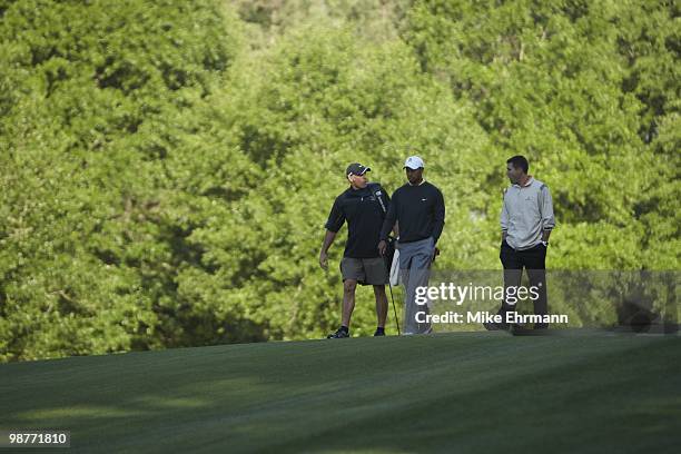 Quail Hollow Championship: Tiger Woods with agent Mark Steinberg and caddie Steve Williams during Wednesday Pro-Am at Quail Hollow Club. Charlotte,...