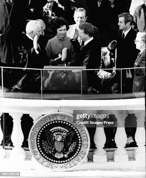 Rosalynn Carter and Jimmy Carter at his inauguration on January 20,1970 in Washington DC.