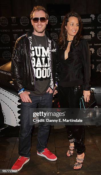 Gumball 300 founder Maximillion Cooper and friend attend the launch party for The Gumball 300 Rally on April 30, 2010 in London, England.