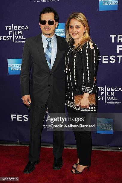 Actor John Leguizamo and wife Justine Maurer attend Tribeca Talks "Ultrasuede In Search Of Halsoton" during the 2010 Tribeca Film Festival at the...