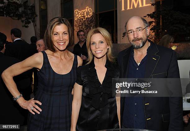 Actors Wendie Malik, Cheryl Hines and Richard Schiff attend the PEOPLE/TIME party on the eve of the White House Correspondents' Dinner at the St...