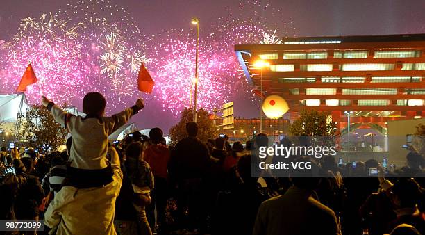 Fireworks illuminate the sky over World Expo Park during the opening ceremony of the 2010 World Expo on April 30, 2010 in Shanghai, China. More than...