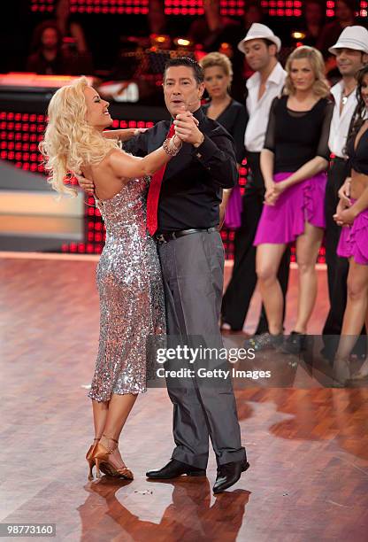 Jury members Isabel Edvardsson and Joachim Llambi dance during the 'Let's Dance' TV show at Studios Adlershof on April 30, 2010 in Berlin, Germany.