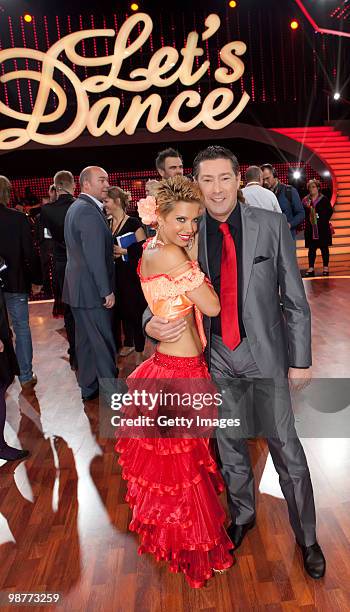 Dutch TV host Sylvie van der Vaarta and jury member Joachim Llambi pose after the 'Let's Dance' TV show at Studios Adlershof on April 30, 2010 in...