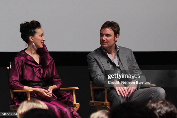 Model Pat Cleveland and director Whitney Sudler-Smith speak onstage at the Tribeca Talks "Ultrasuede In Search Of Halsoton" during the 2010 Tribeca...