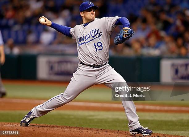 Brian Bannister of the Kansas City Royals pitches against the Tampa Bay Rays during the game at Tropicana Field on April 30, 2010 in St. Petersburg,...