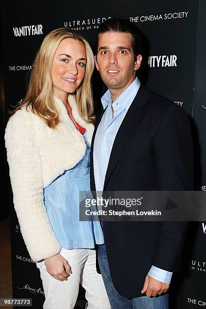 Donald Trump, Jr. And Vanessa Haydon Trump attend the Cinema Society with Vanity Fair & Ambrosi Abrianna after party for the of "Ultrasuede: In...