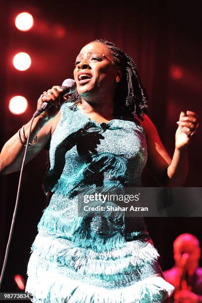 Sharon Jones performs at The Apollo Theater on April 30, 2010 in New York City.