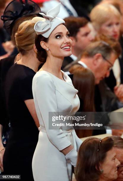 Angelina Jolie, an Honorary Dame Commander of The Most Distinguished Order of Saint Michael and Saint George, attends a Service of Commemoration and...