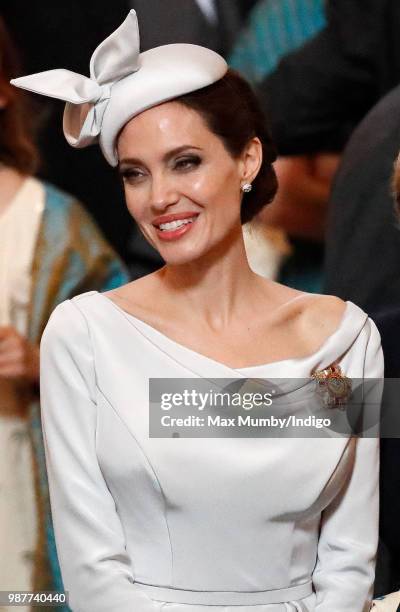 Angelina Jolie, an Honorary Dame Commander of The Most Distinguished Order of Saint Michael and Saint George, attends a Service of Commemoration and...