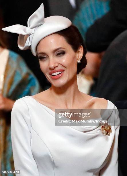 Angelina Jolie, an Honorary Dame Commander of The Most Distinguished Order of Saint Michael and Saint George, attends a Service of Commemoration and...