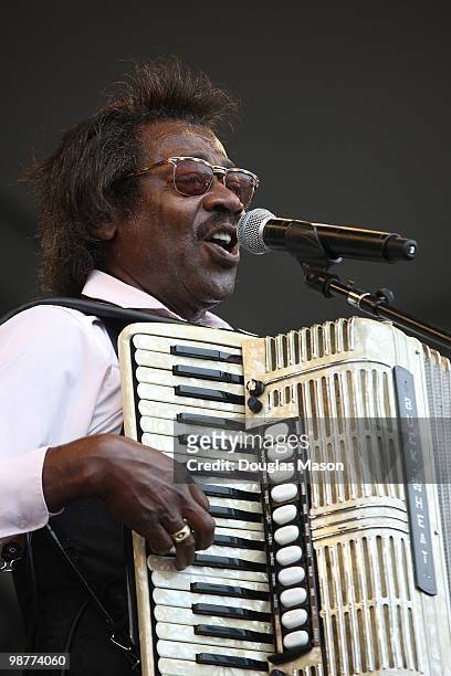Buckwheat Zydeco performs at the 2010 New Orleans Jazz & Heritage Festival Presented By Shell, at the Fair Grounds Race Course on April 30, 2010 in...