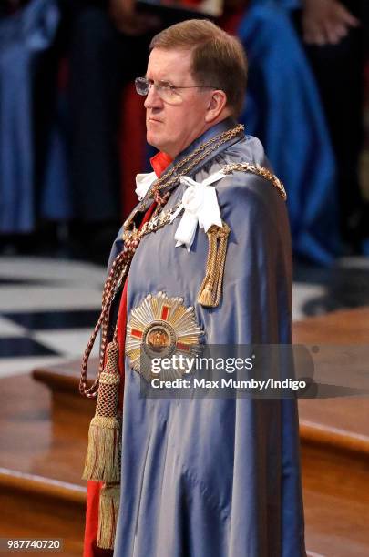 Lord George Robertson, Knight Grand Cross of The Most Distinguished Order of Saint Michael and Saint George, attends a Service of Commemoration and...