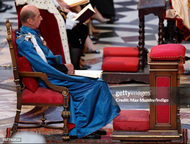 Prince Edward, Duke of Kent, Grand Master of The Most Distinguished Order of Saint Michael and Saint George, attends a Service of Commemoration and...