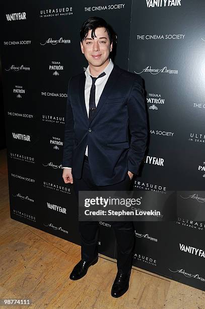 Designer Malan Breton attends the Cinema Society with Vanity Fair & Ambrosi Abrianna after party for the of "Ultrasuede: In Search of Halston"...