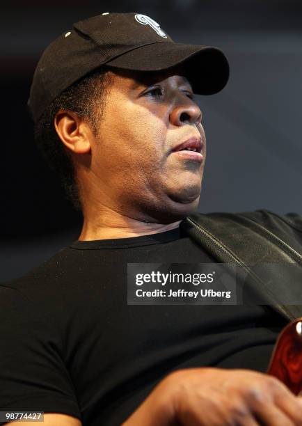 Musician Stanley Clarke performs during day 5 of the 41st Annual New Orleans Jazz & Heritage Festival at the Fair Grounds Race Course on April 30,...