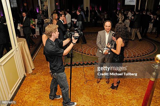 Actor Kevin Pollak gets interviewed at the Jonsson Cancer Center Foundation's 15th Annual "Taste For A Cure" anti-cancer event on April 30, 2010 in...