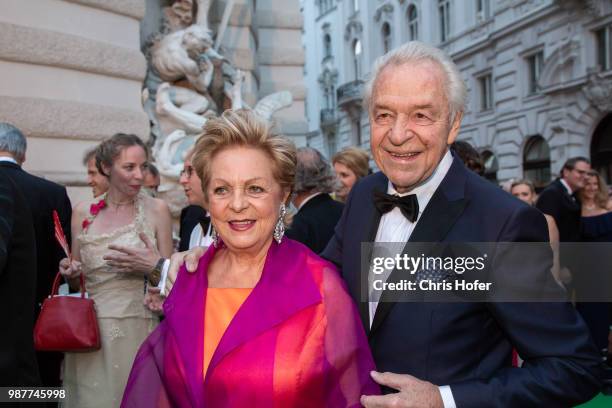 Harald Serafin with his wife Ingeborg during the Fete Imperiale 2018 on June 29, 2018 in Vienna, Austria.