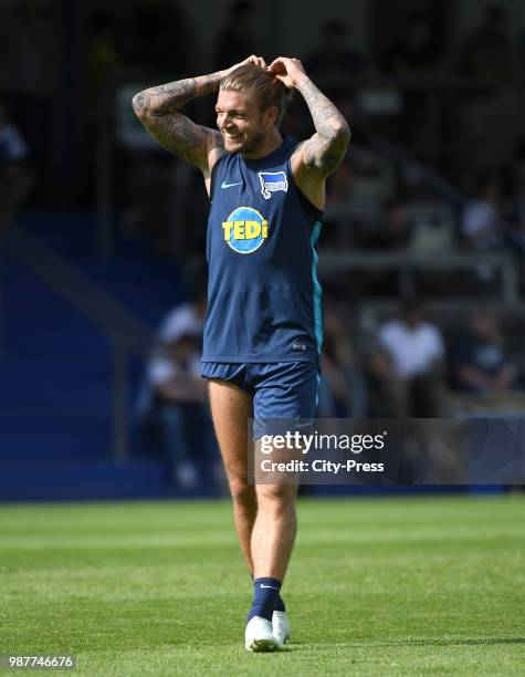 Alexander Esswein of Hertha BSC during the first training at Wurfplatz/Amateurstadion on June 28, 2018 in Berlin, Germany.