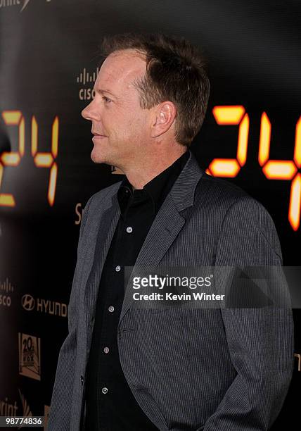 Actor Kiefer Sutherland arrives at Fox's "24" Series Finale party held at Boulevard 3 on April 30, 2010 in Hollywood, California.
