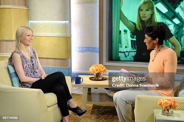 Gwyneth Paltrow talks about her role in the "Iron Man" sequel on "Good Morning America," 4.30.10 on the Walt Disney Television via Getty Images...