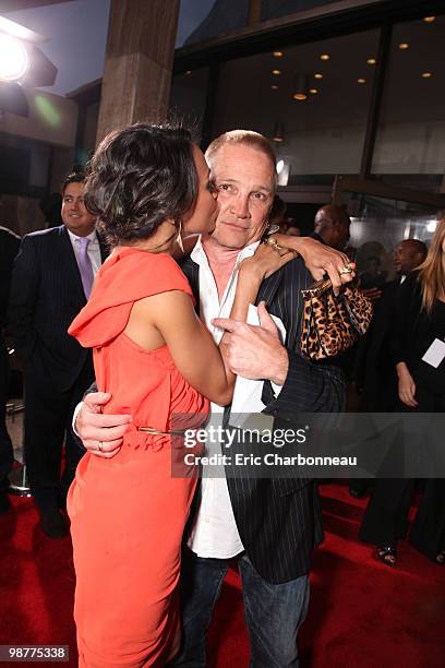 Zoe Saldana and Screen Gem's Clint Culpepper at Screen Gem's World Premiere of 'Death at a Funeral' on April 12, 2010 at Arclight Cinerama Dome in...