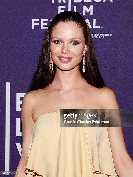 Fashioner designer Georgina Chapman attends the "Ultrasuede: In Search of Halston" premiere during the 9th Annual Tribeca Film Festival at the SVA...