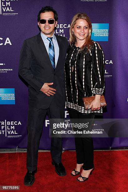 Actor John Leguizamo and wife Justine Mauer attend the "Ultrasuede: In Search of Halston" premiere during the 9th Annual Tribeca Film Festival at the...