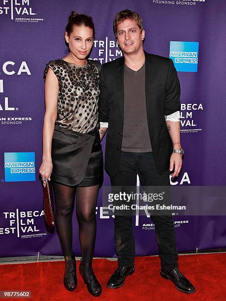 Model Marisol Thomas and musician Rob Thomas attend the "Ultrasuede: In Search of Halston" premiere during the 9th Annual Tribeca Film Festival at...