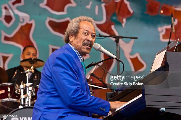 New Orleans musician, composer, and record producer Allen Toussaint performs during day 5 of the 41st Annual New Orleans Jazz & Heritage Festival at...
