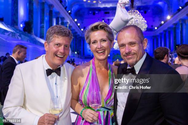 Karl Hohenlohe, Martina Hohenlohe, Gery Keszler during the Fete Imperiale 2018 on June 29, 2018 in Vienna, Austria.