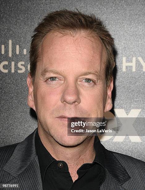 Actor Kiefer Sutherland attends the "24" series finale party at Boulevard3 on April 30, 2010 in Hollywood, California.