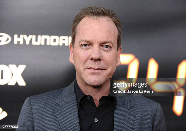 Actor Kiefer Sutherland attends the "24" series finale party at Boulevard3 on April 30, 2010 in Hollywood, California.