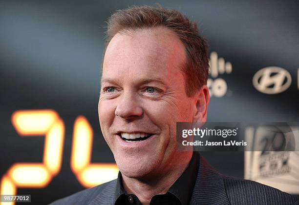 Actor Kiefer Sutherland attends the "24" series finale party at Boulevard3 on April 30, 2010 in Hollywood, California.