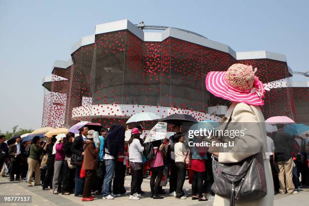 Visitors queue up to enter the Switzerland Pavilion on the opening day of the Shanghai World Expo on May 1, 2010 in Shanghai, China. Shanghai World...