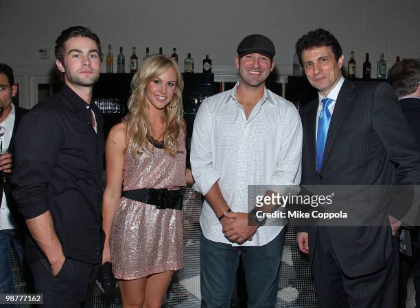 Actor Chace Crawford, Candice Crawford, professional football player Tony Romo, and The New Yorker Magazine editor David Remnick attend the The New...