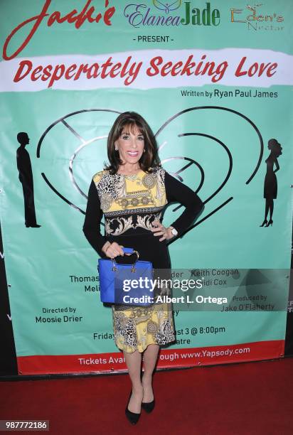 Actress Kate Linder poses at "Desperately Seeking Love" - Los Angeles Opening Night held at The Whitefire Theatre on June 29, 2018 in Sherman Oaks,...