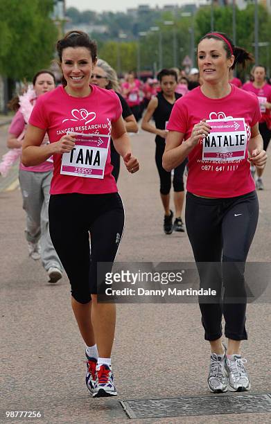 Tana Ramsay and Natalie Pinkham attend photocall for Race For Life London at 02 Arena on May 1, 2010 in London, England.