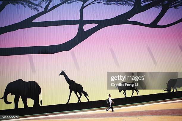 Visitor passes by Africa Pavilion on the opening day of the Shanghai World Expo on May 1, 2010 in Shanghai, China. Shanghai World Expo will be held...