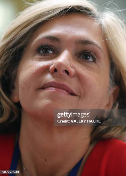 Head of the Ile-de-France regional council and member of the French right-wing Les Republicains party Valerie Pecresse attends the national council...