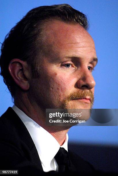 American documentary filmmaker Morgan Spurlock attends the Apple Store Soho Presents Meet The Filmmaker: "Freakonomics" at the Apple Store Soho on...