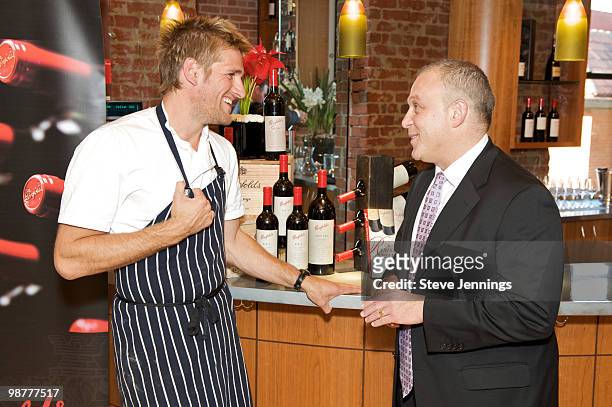 Curtis Stone and Stephen Brauer attend the Penfolds Premiere Grange Dinner at Cellar 360 at Ghiardelli Square on April 30, 2010 in San Francisco,...