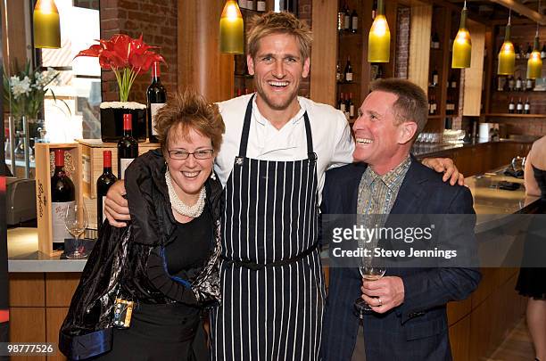 Curtis Stone poses with guests at the Penfolds Premiere Grange Dinner at Cellar 360 at Ghiardelli Square on April 30, 2010 in San Francisco,...