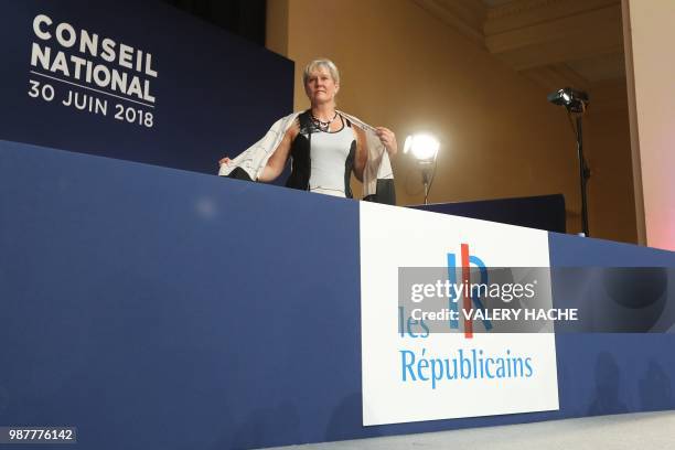 Member of the Les Republicains right-wing party Nadine Morano attends a national council of LR party at the "Palais de l'Europe" in Menton,...