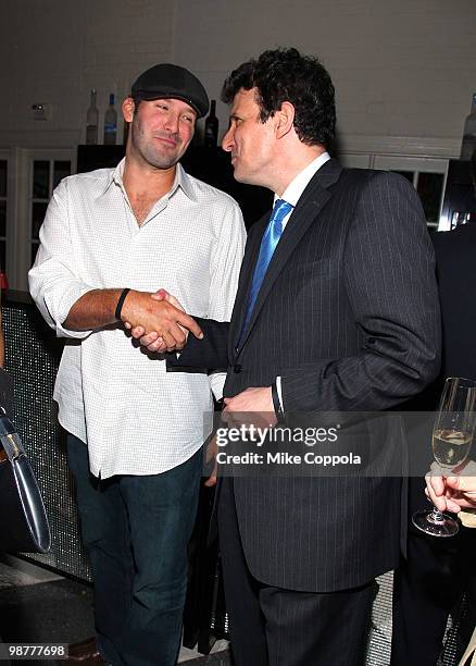 The New Yorker magazine editor David Remnick and Professional football player Tony Romo attend the The New Yorker party during White House...