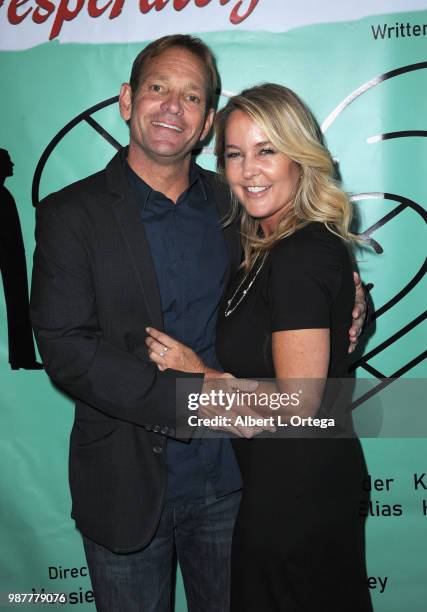 Director Moosie Drier and actress Erin Murphy pose at "Desperately Seeking Love" - Los Angeles Opening Night held at The Whitefire Theatre on June...